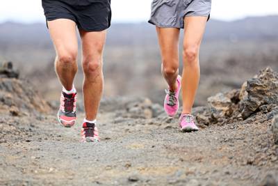 Two people running